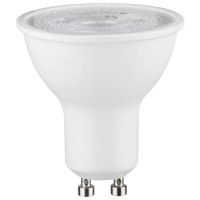 Une ampoule LED avec culot GU10. La lampe blanche a une tête réfléchissante et convient parfaitement à l'éclairage spotté.