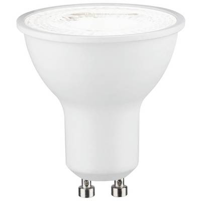 Une ampoule LED blanche à culot GU10, représentée verticalement.