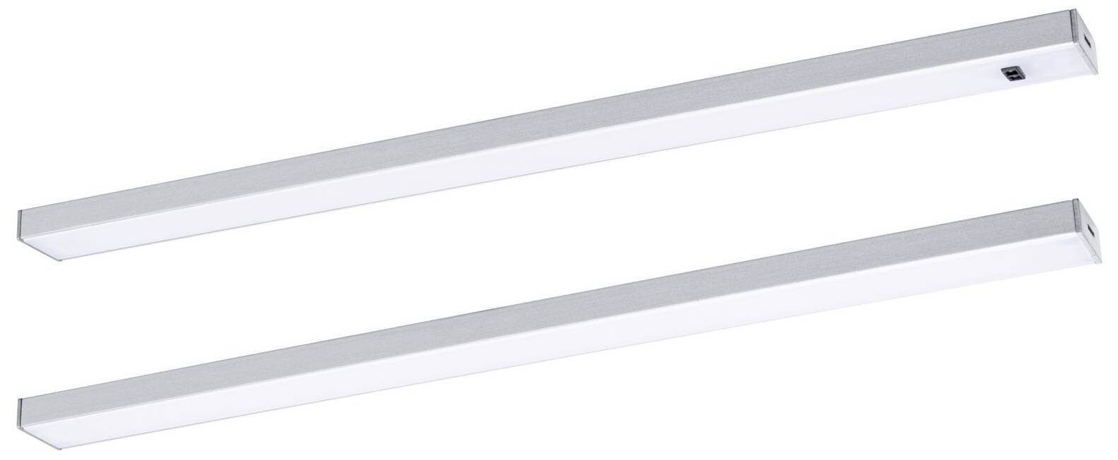 Deux longues bandes lumineuses LED blanches côte à côte.
