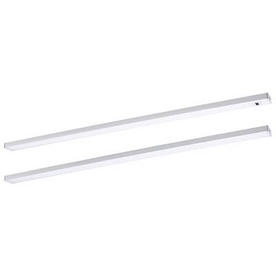 Deux longues barres lumineuses LED rectangulaires avec un boîtier blanc, disposées parallèlement l'une à l'autre, sur un fond blanc.