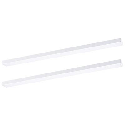 Deux longues lampes LED blanches et étroites de forme rectangulaire, placées côte à côte. Elles conviennent pour une installation au plafond.