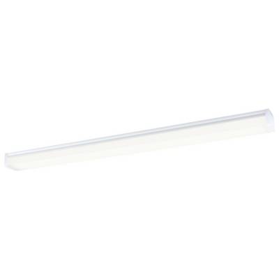Un luminaire LED long et étroit émettant une lumière blanche, adapté à une installation au plafond à l'intérieur.