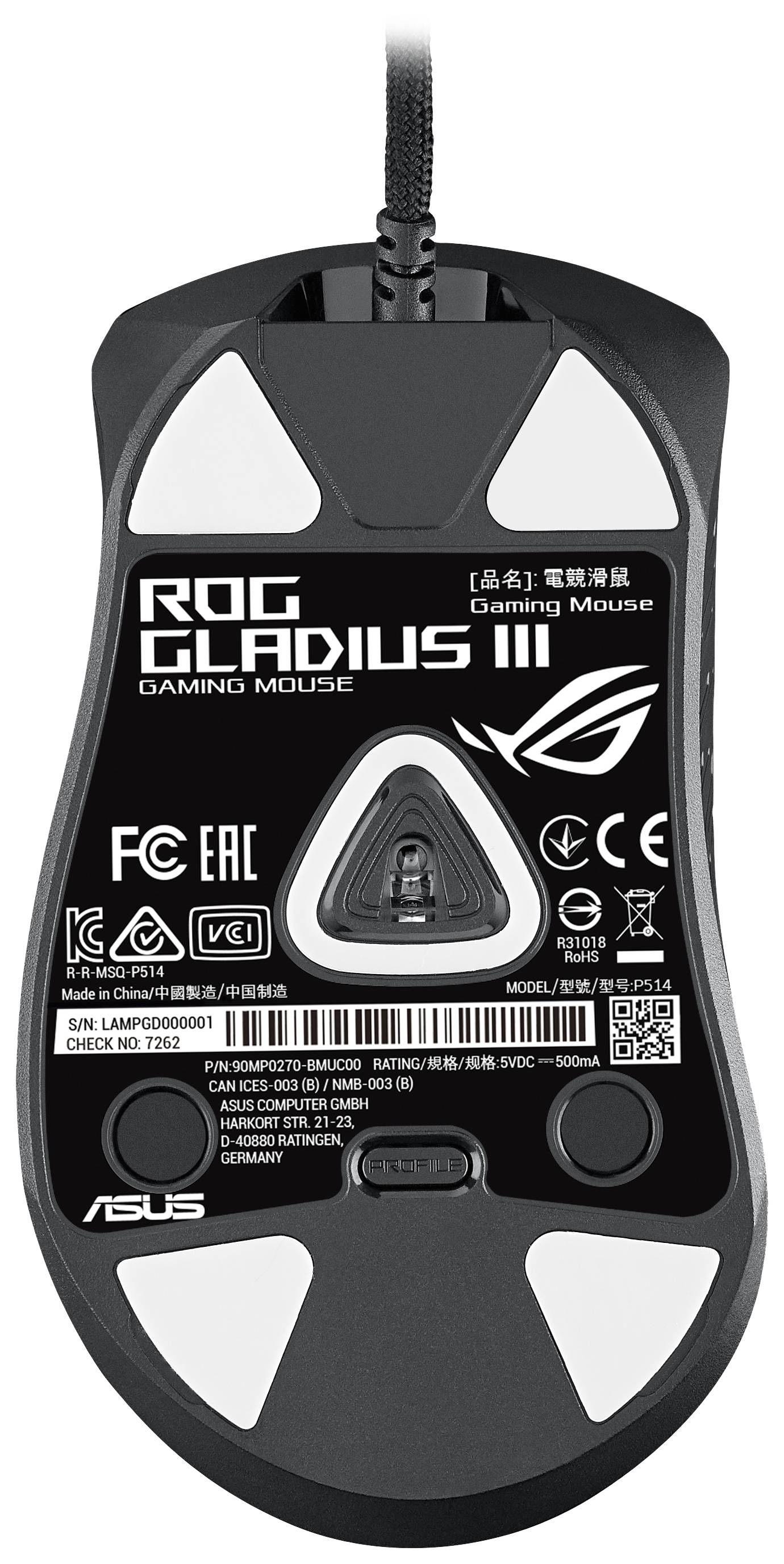 Asus ROG GLADIUS III Souris USB optique multicolore 9 Boutons 19000 dpi ergonomique, éclairé-2