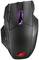 Souris de gaming noir avec éclairage violet et design ergonomique. Comprend une surface structurée pour une meilleure prise en main.