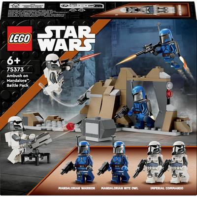 Voici la traduction en français :<br><br>L'ensemble LEGO Star Wars 75373 présente une embuscade sur Mandalore. Figurines : Guerrier mandalorien, Nite Owl, Commandos impériaux. Convient à partir de 6 ans.