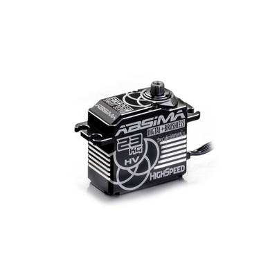 Un servo numérique sans balais d'Absima, 23 kg HV Highspeed, noir avec impression blanche, adapté aux modèles RC.