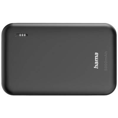 Batterie externe noire avec l'inscription 'hama 5000mAh'.