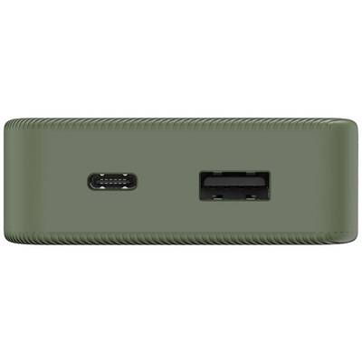 Un appareil technique vert doté d'un port USB-C et d'un port USB-A sur sa façade avant.