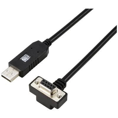 Câble adaptateur USB-série avec un connecteur USB d'un côté et un connecteur série à 9 broches de l'autre.