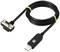Un câble adaptateur USB vers série avec une fiche USB d'un côté et un connecteur série à 9 broches de l'autre côté.