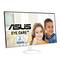 Écran d'ordinateur avec une fille et un garçon souriant en arrière-plan. Inscription 'ASUS Eye Care+' et certificat TÜV Rheinland.