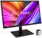 Un moniteur ASUS ProArt OLED aux couleurs vives sur l'écran. À côté du moniteur se trouve un petit appareil de calibrage noir.