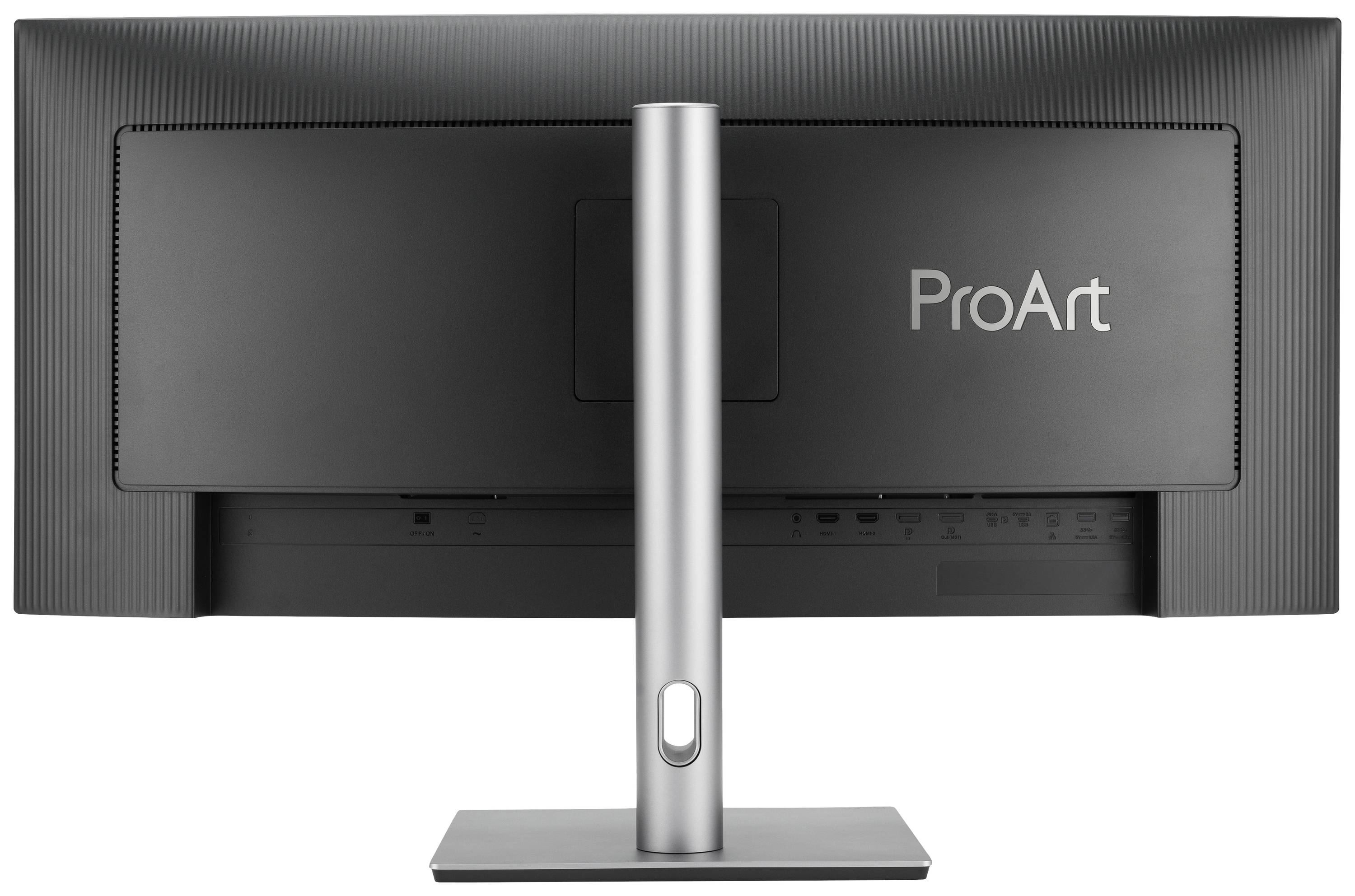 Vue arrière d'un moniteur ProArt avec un support élégant et minimaliste.
