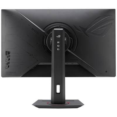 Un moniteur de jeu vu de dos, montrant le logo sur l'arrière et le support stable.