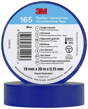 3M  165BL5E Ruban isolant  bleu (L x l) 20 m x 19 mm 1 pc(s)