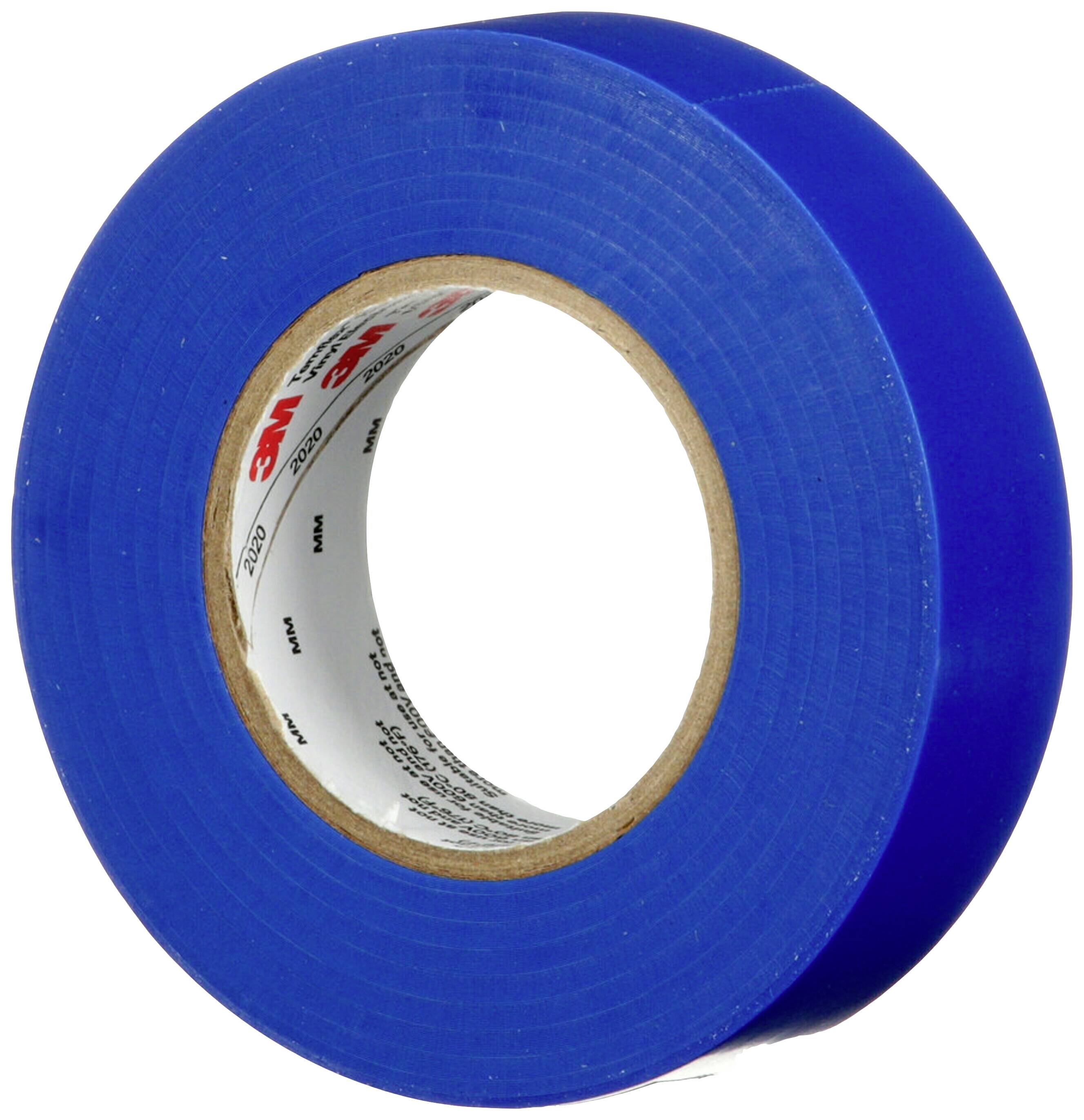 Un rouleau de ruban isolant bleu.