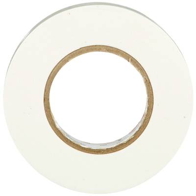 Un rouleau de ruban adhésif double face avec surface blanche et noyau en carton brun, sur un fond neutre.
