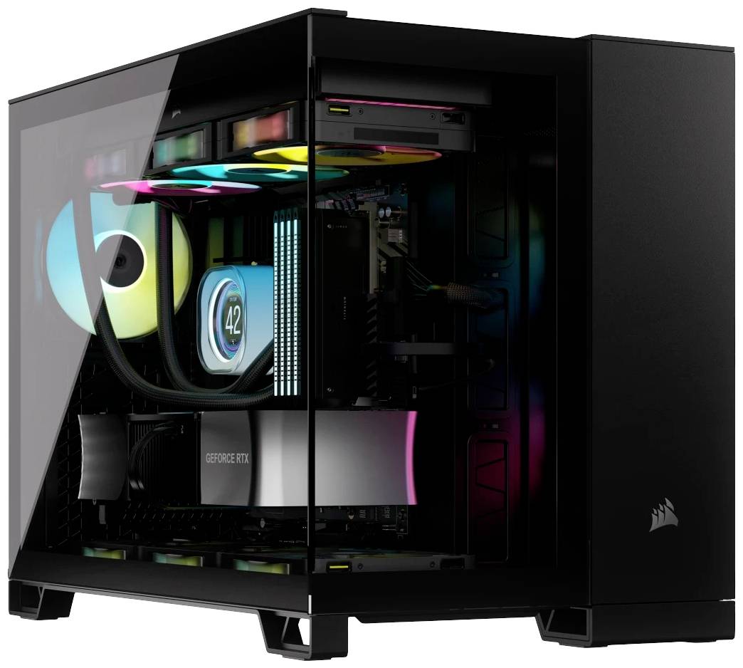 Corsair 2500X, Midi Tower, PC, Noir, ATX, Plastique, Acier, Verre trempé, 18 cm-0