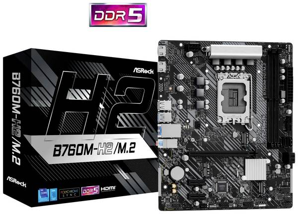 ASRock B760M-H2/M.2 Carte mère Socket (PC) Intel® 1700 Facteur de forme (détails) Micro-ATX Chipset de la carte mère Intel® B760