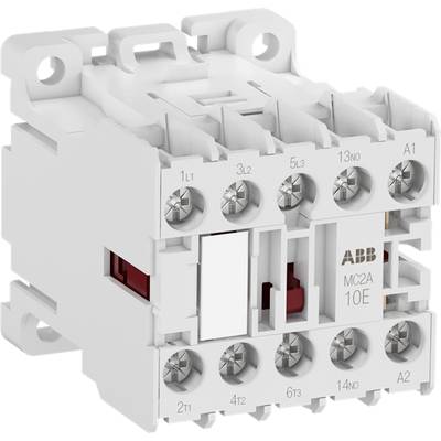 Image d'un contacteur ABB, modèle MC2A 10E, avec plusieurs connexions à vis. Utilisé pour le contrôle des charges électriques.