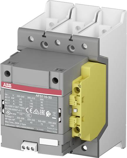 'ABB Schütz AFS116-30, 220-440V CA, 360-415V CC, 15 kW, Instructions Modèle N° 1SFC100093M0201.'