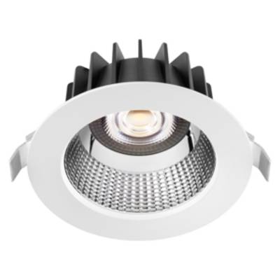 Spots encastrables LED en blanc et noir, cadre rond avec surface intérieure réfléchissante, adaptés à l'éclairage de plafond moderne.