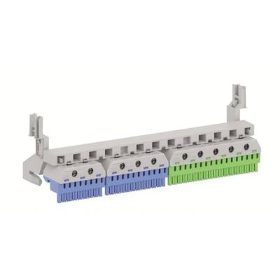 Module de connecteur avec bornes de raccordement bleu-vert, monté sur un support, pour la connexion électrique dans les systèmes de commande.