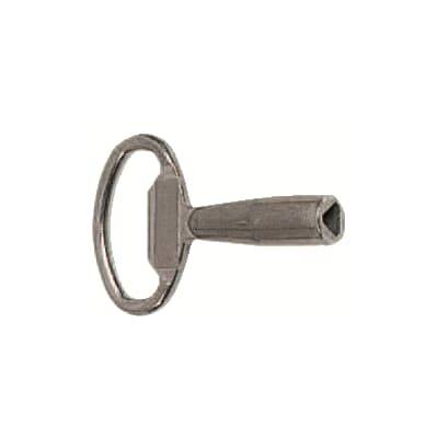Une clé d'ouverture de boîtes en argent, typiquement utilisée pour ouvrir des conserves.