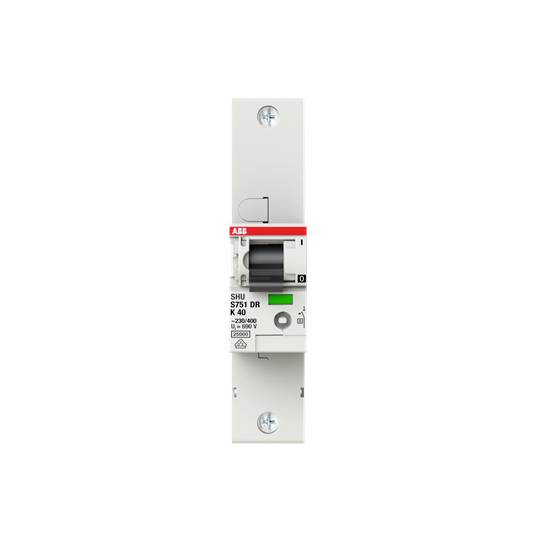 Un interrupteur de protection blanc avec des marquages rouge et vert. L'interrupteur affiche la marque 'ABB' et est conçu pour la sécurité électrique.