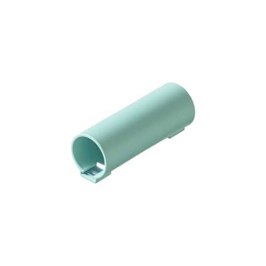 Un tube cylindrique en plastique vert menthe, dépourvu de toute inscription ou marque visible.