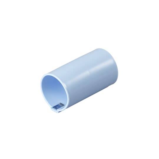 Un morceau de tuyau en plastique bleu clair sans raccords représentés ni caractéristiques spécifiques.