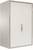 Armoire métallique avec une porte simple et une poignée argentée, isolée, photographiée de côté.