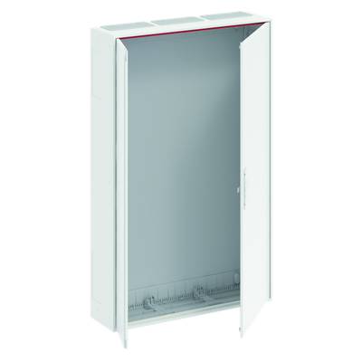 Un placard métallique vide et ouvert avec des portes blanches, adapté au rangement d'appareils techniques ou d'outils.