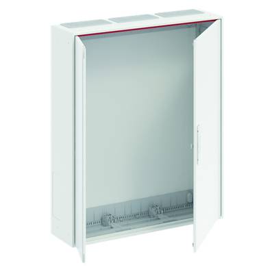 Un placard blanc avec une porte ouverte, l'intérieur apparent et des fentes de ventilation en haut. Idéal pour les installations électriques.