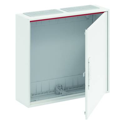 Armoire électrique blanche avec porte ouverte, espace intérieur visible pour le câblage ; adapté aux installations électriques.