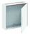 Armoire électrique blanche avec porte ouverte, espace intérieur visible pour le câblage ; adapté aux installations électriques.