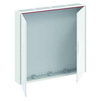 Armoire métallique blanche et ouverte avec deux portes ouvertes, adaptée au rangement d'accessoires électriques ou d'autres équipements techniques.