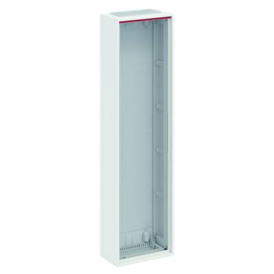 Armoire électrique blanche, rectangulaire, ouverte, sans dispositifs ni câbles visibles à l'intérieur.