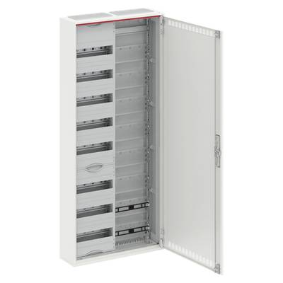 Un boîtier de distribution ouvert avec plusieurs compartiments vides, prêt à l'installation de composants électriques.