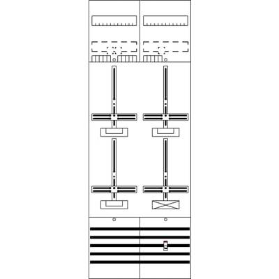 Plan schématique d'un bâtiment à plusieurs étages. La représentation montre la répartition des espaces et les éléments structurels tels que les escaliers et les portes.