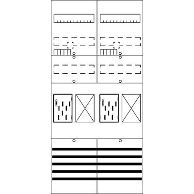 Test de vision LogMAR : Deux colonnes contenant des rangées de lettres et de symboles de taille décroissante pour mesurer l'acuité visuelle.
