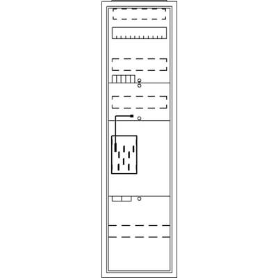 Dessin technique d'un armoire électrique avec plusieurs modules et connexions.