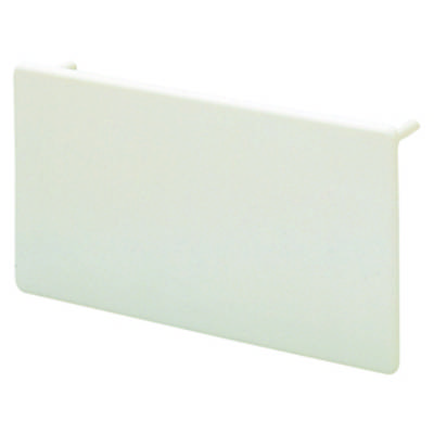Une plaque rectangulaire blanche en plastique, légèrement surélevée, avec des coins arrondis, sur un fond neutre.