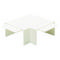 Un connecteur d'angle blanc en plastique avec un design en croix, utilisé pour assembler des panneaux ou des planches.