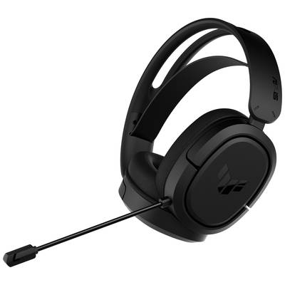 Casque de gaming noir avec microphone, vue latérale présentée. Adapté pour une expérience audio et de communication confortable pendant le jeu.