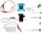 Kit de composants électroniques, seringues et câbles pour la réalisation d'expériences scientifiques sur surface de table.