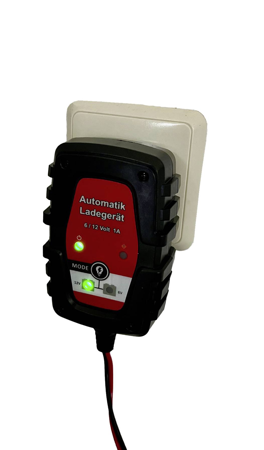 Chargeur automatique connecté à une prise électrique, avec indicateur de fonctionnement pour 6/12 volts, 1 ampère.