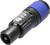 Connecteur de verrouillage bleu et noir powerCON NAC3FXXA-W-L pour la connexion de câbles dans les domaines audio et électrotechniques.