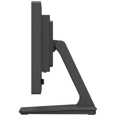 Vue latérale d'un écran d'ordinateur moderne sur son support, montrant son profil élégant et sa base solide.