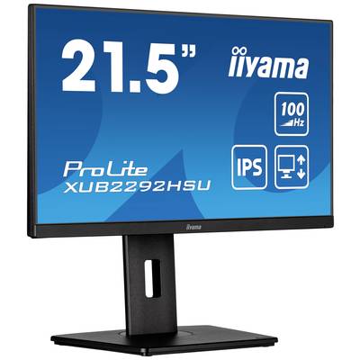 Un moniteur iiyama de 21,5 pouces avec 100 Hz, un panneau IPS et la désignation de modèle ProLite XUB2292HSU, sur un socle réglable.